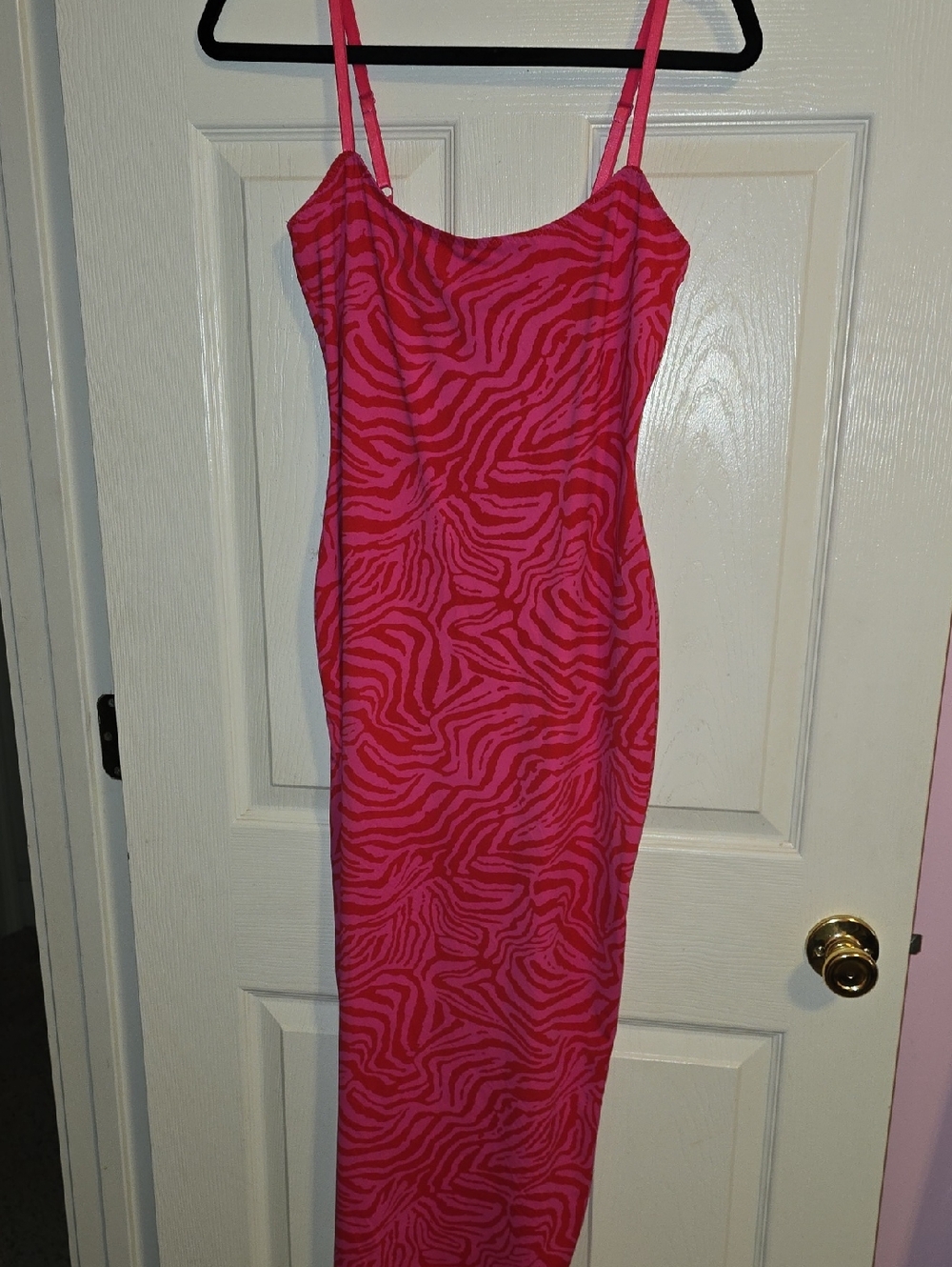 Pink Zebra-Print Slip Dress